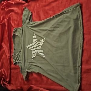 Brand new a symmetrical tank top t shirt with a large star printed